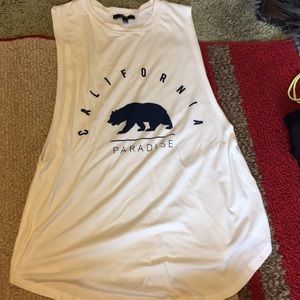 Sleeveless white California tee